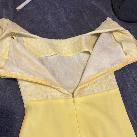 50s couture stunning yellow on yellow on white sundress - Picture 5 of 6